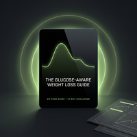 The guide displayed on a tablet against a dark background, with the baseline tracker and meal builder worksheets beside it