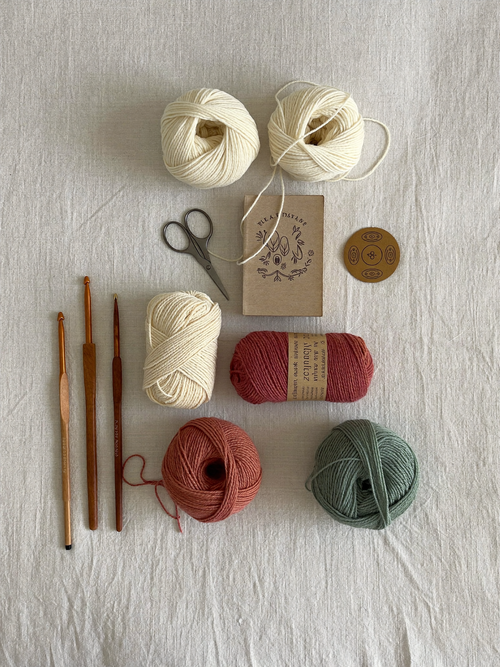 Coffret initiation : crochets en bois, pelotes de coton et livret