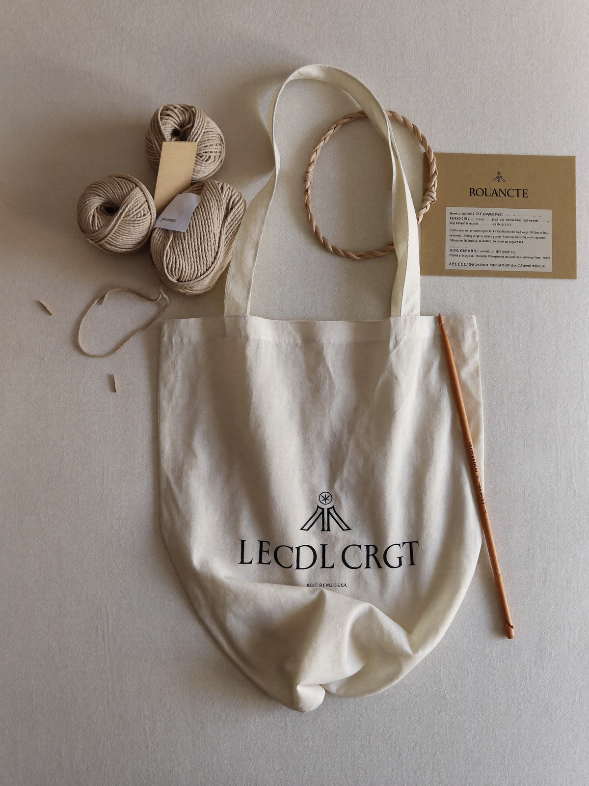Kit sac au crochet : cabas en cours, pelotes de coton et fiche projet