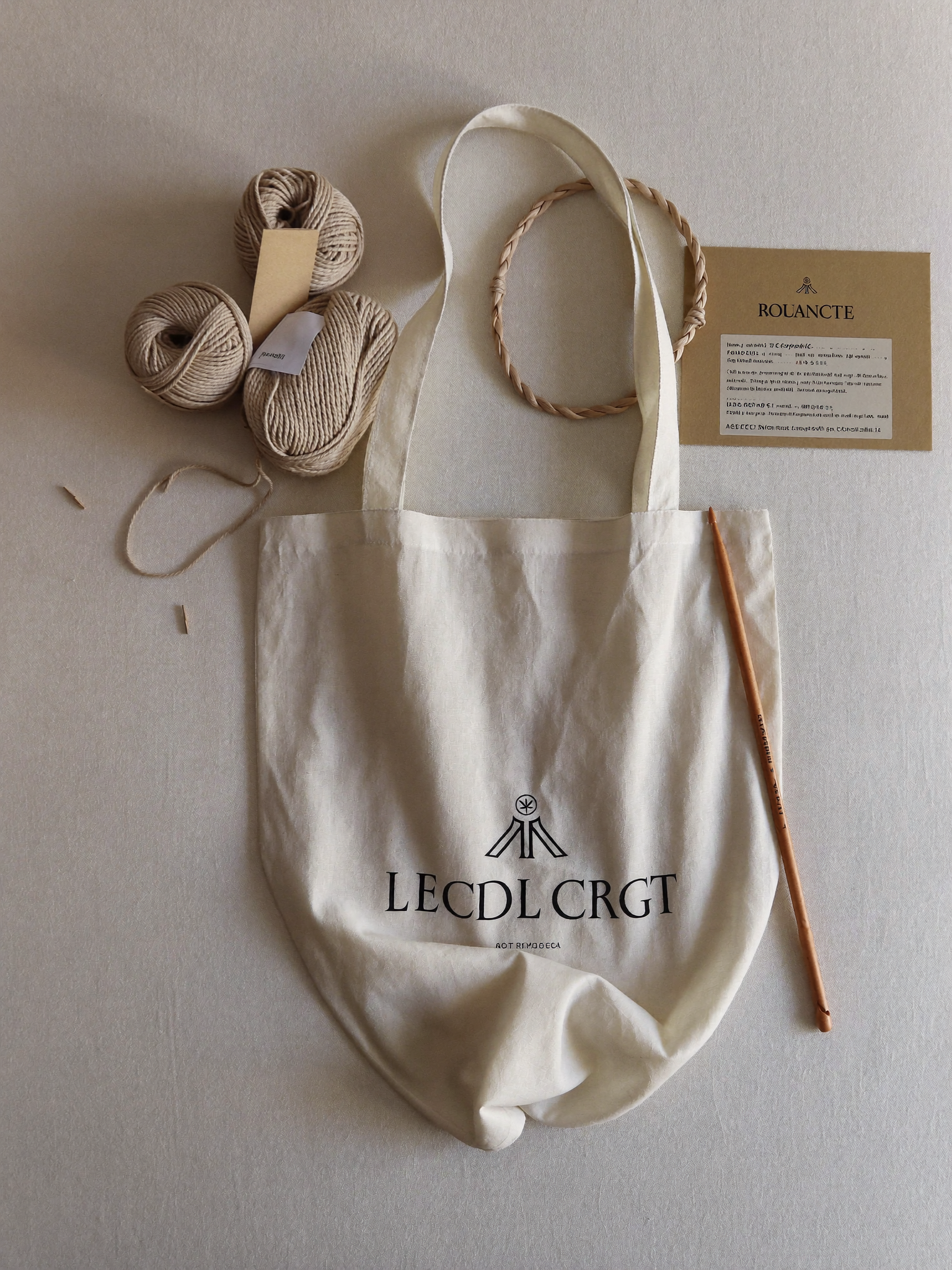 Kit sac au crochet : cabas en cours, pelotes de coton et fiche projet